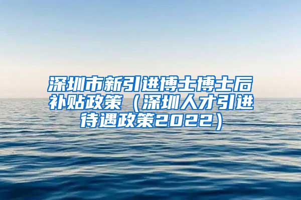 深圳市新引进博士博士后补贴政策（深圳人才引进待遇政策2022）