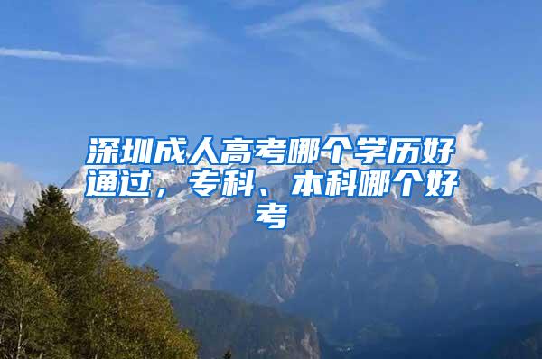 深圳成人高考哪个学历好通过，专科、本科哪个好考