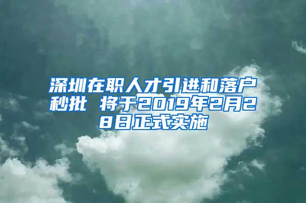 深圳在职人才引进和落户秒批 将于2019年2月28日正式实施