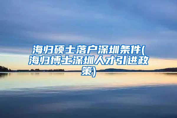 海归硕士落户深圳条件(海归博士深圳人才引进政策)