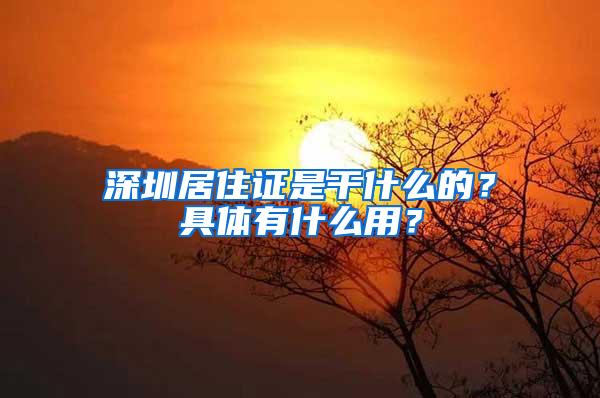 深圳居住证是干什么的？具体有什么用？