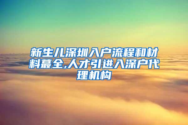 新生儿深圳入户流程和材料蕞全,人才引进入深户代理机构