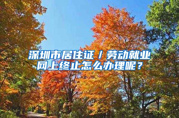 深圳市居住证／劳动就业网上终止怎么办理呢？