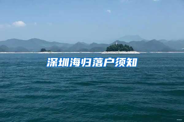 深圳海归落户须知