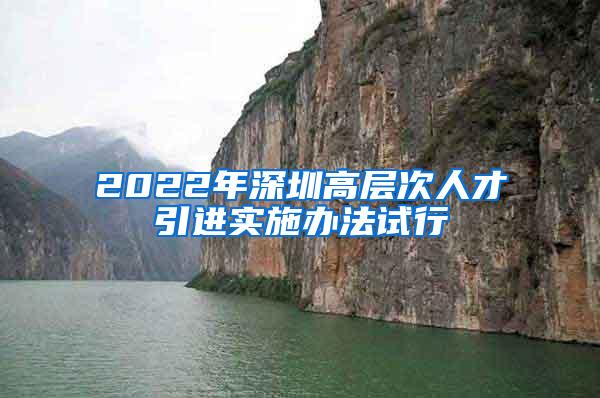 2022年深圳高层次人才引进实施办法试行