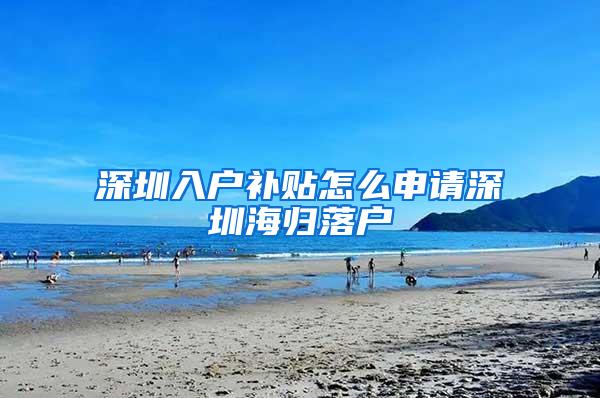 深圳入户补贴怎么申请深圳海归落户