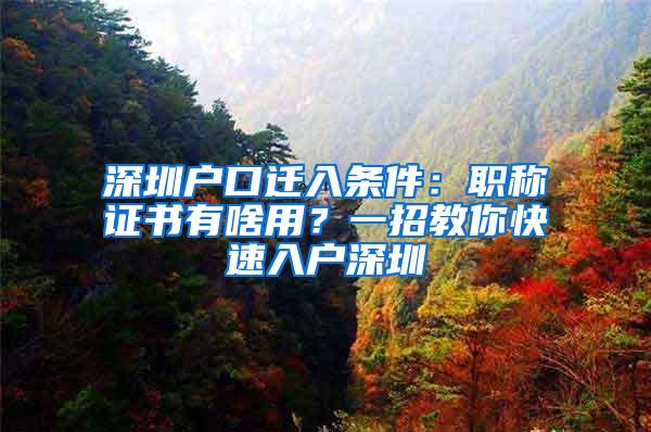 深圳户口迁入条件：职称证书有啥用？一招教你快速入户深圳