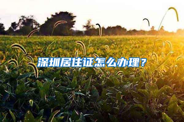 深圳居住证怎么办理？