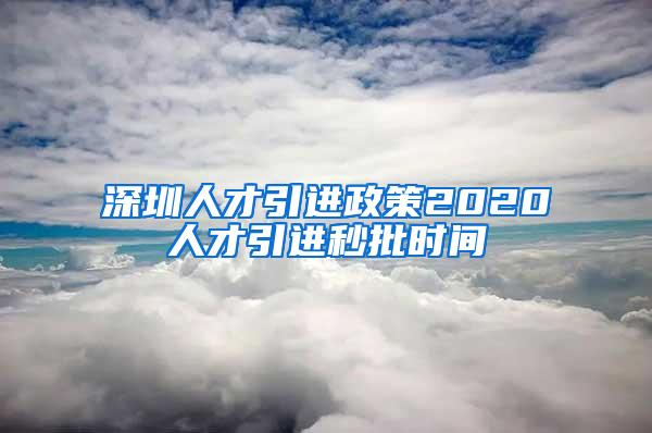 深圳人才引进政策2020人才引进秒批时间