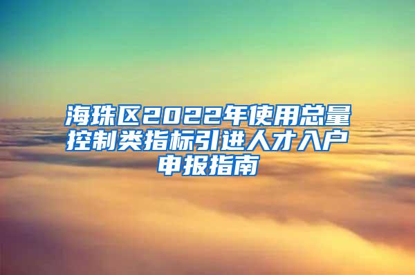 海珠区2022年使用总量控制类指标引进人才入户申报指南