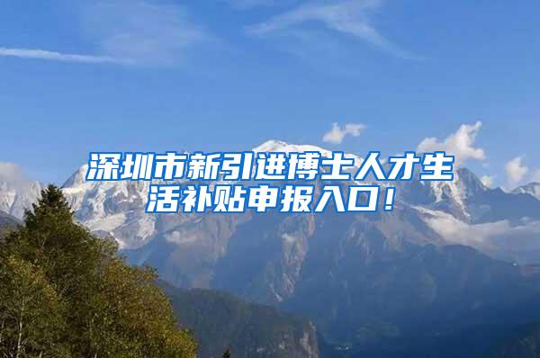 深圳市新引进博士人才生活补贴申报入口！