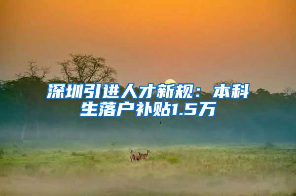 深圳引进人才新规：本科生落户补贴1.5万