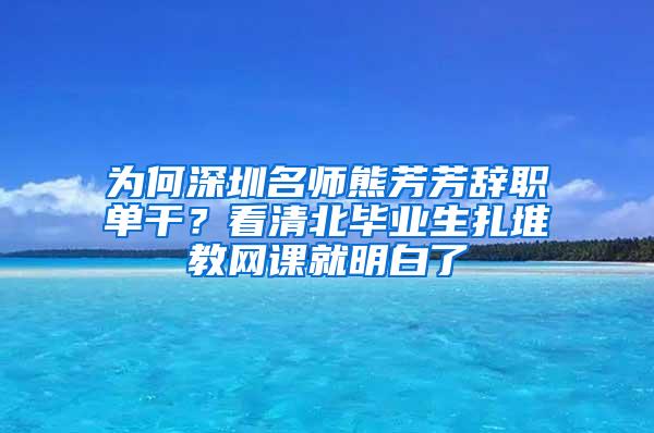 为何深圳名师熊芳芳辞职单干？看清北毕业生扎堆教网课就明白了