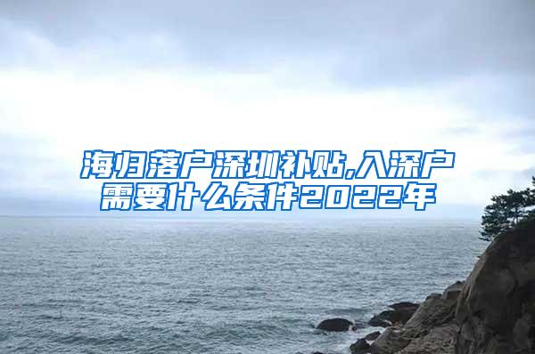 海归落户深圳补贴,入深户需要什么条件2022年