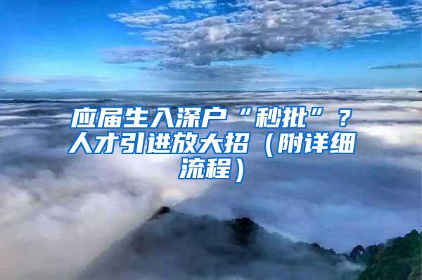 应届生入深户“秒批”？人才引进放大招（附详细流程）