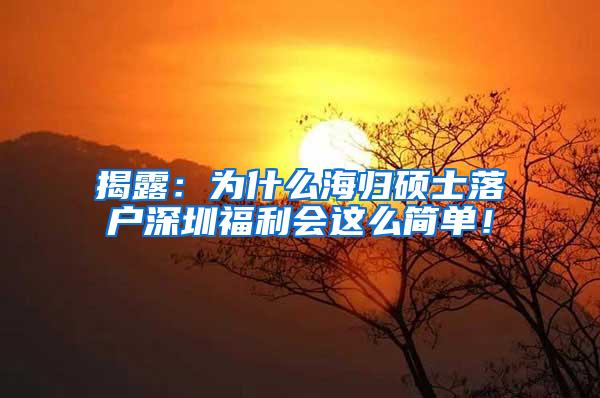 揭露：为什么海归硕士落户深圳福利会这么简单！