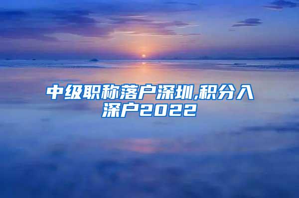 中级职称落户深圳,积分入深户2022