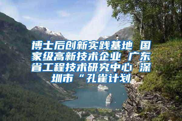 博士后创新实践基地 国家级高新技术企业 广东省工程技术研究中心 深圳市“孔雀计划