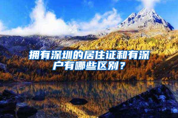 拥有深圳的居住证和有深户有哪些区别？