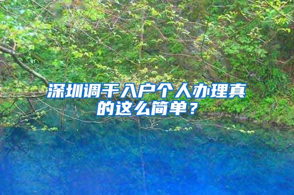 深圳调干入户个人办理真的这么简单？