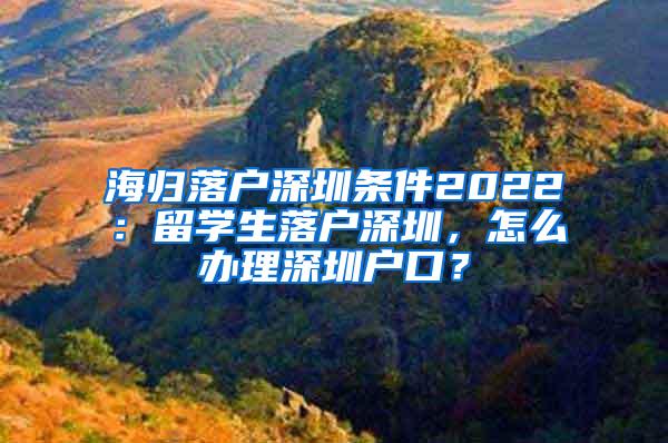 海归落户深圳条件2022：留学生落户深圳，怎么办理深圳户口？