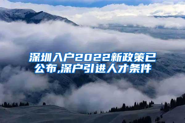 深圳入户2022新政策已公布,深户引进人才条件