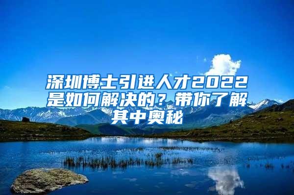 深圳博士引进人才2022是如何解决的？带你了解其中奥秘