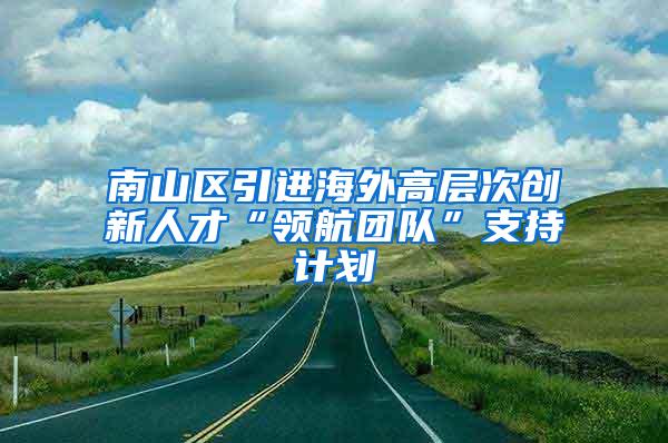 南山区引进海外高层次创新人才“领航团队”支持计划