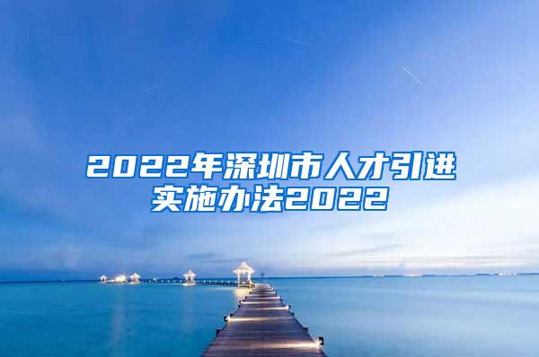 2022年深圳市人才引进实施办法2022