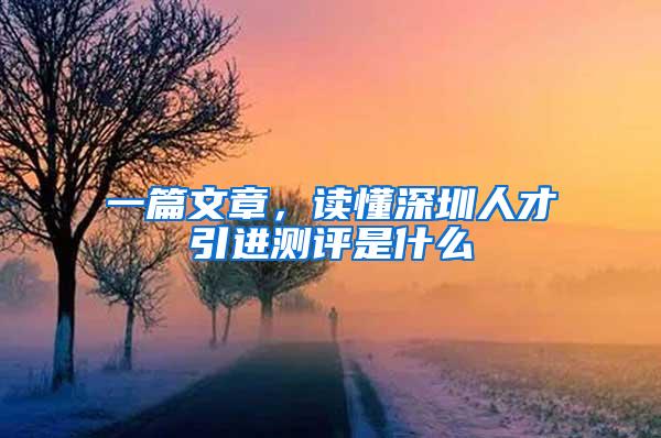 一篇文章，读懂深圳人才引进测评是什么