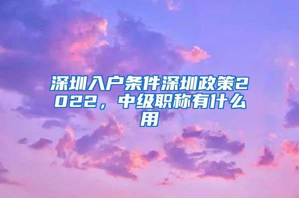 深圳入户条件深圳政策2022，中级职称有什么用