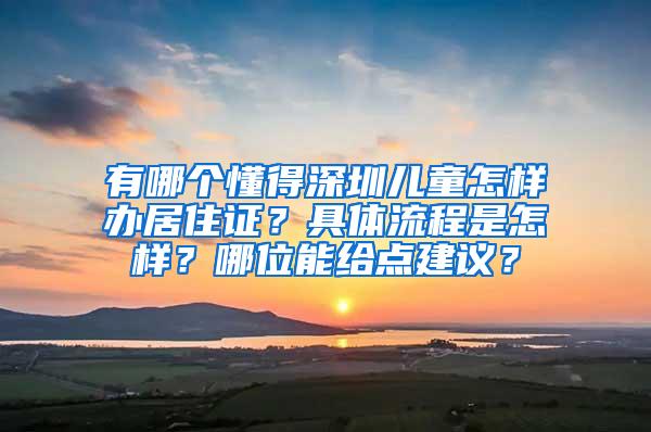 有哪个懂得深圳儿童怎样办居住证？具体流程是怎样？哪位能给点建议？