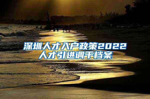 深圳人才入户政策2022人才引进调干档案