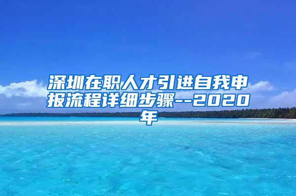 深圳在职人才引进自我申报流程详细步骤--2020年