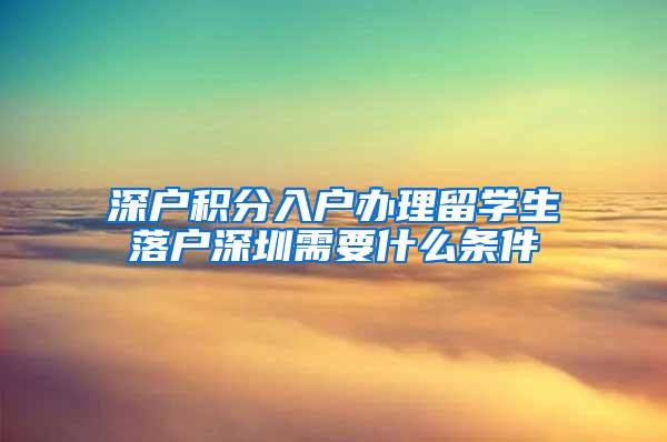 深户积分入户办理留学生落户深圳需要什么条件