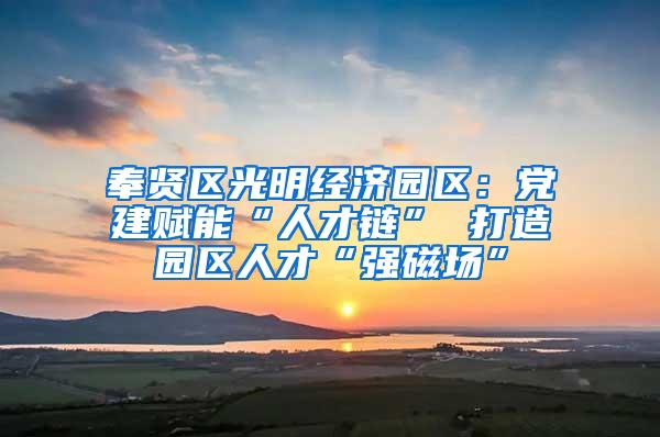 奉贤区光明经济园区：党建赋能“人才链” 打造园区人才“强磁场”