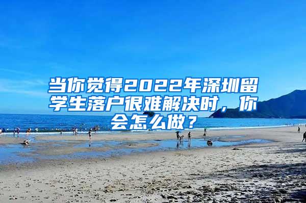 当你觉得2022年深圳留学生落户很难解决时，你会怎么做？