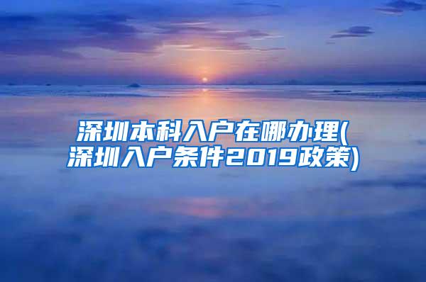 深圳本科入户在哪办理(深圳入户条件2019政策)