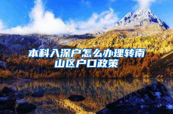 本科入深户怎么办理转南山区户口政策