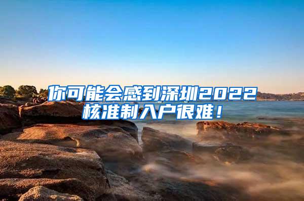 你可能会感到深圳2022核准制入户很难！