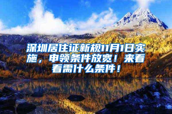 深圳居住证新规11月1日实施，申领条件放宽！来看看需什么条件！