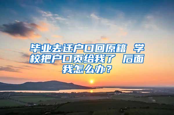 毕业去迁户口回原籍 学校把户口页给我了 后面我怎么办？