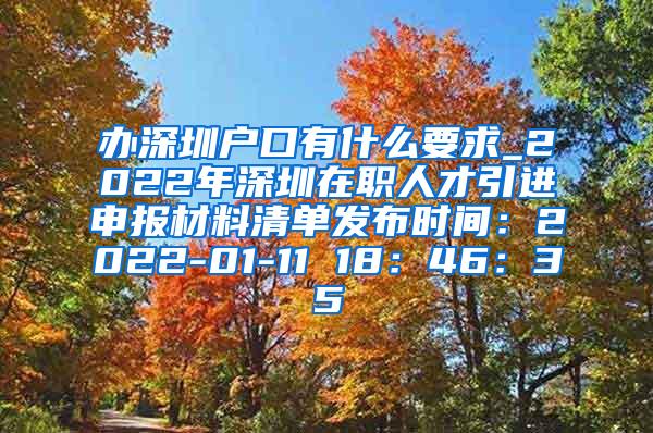 办深圳户口有什么要求_2022年深圳在职人才引进申报材料清单发布时间：2022-01-11 18：46：35