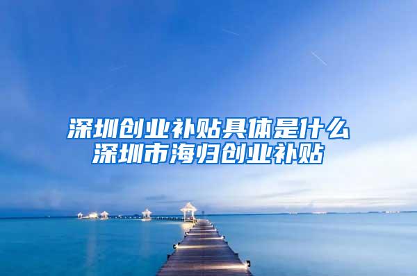 深圳创业补贴具体是什么深圳市海归创业补贴