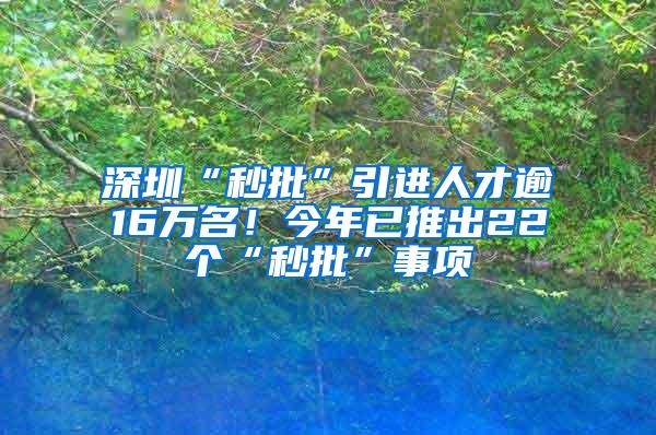 深圳“秒批”引进人才逾16万名！今年已推出22个“秒批”事项