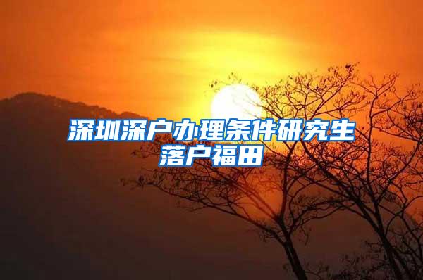 深圳深户办理条件研究生落户福田