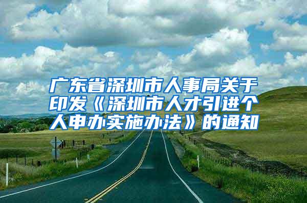 广东省深圳市人事局关于印发《深圳市人才引进个人申办实施办法》的通知