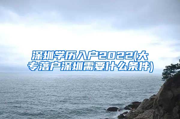 深圳学历入户2022(大专落户深圳需要什么条件)