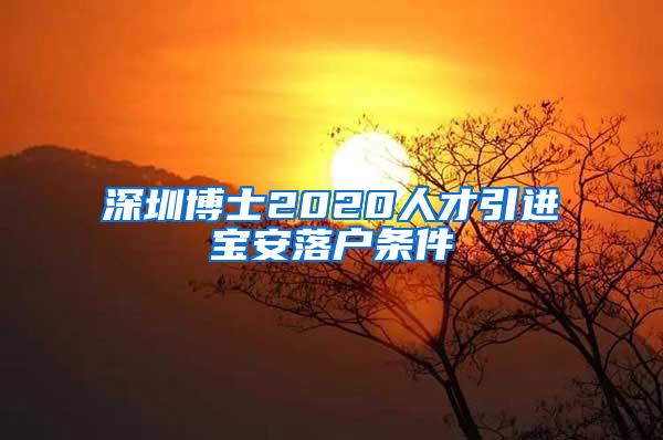 深圳博士2020人才引进宝安落户条件