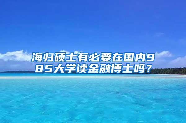 海归硕士有必要在国内985大学读金融博士吗？